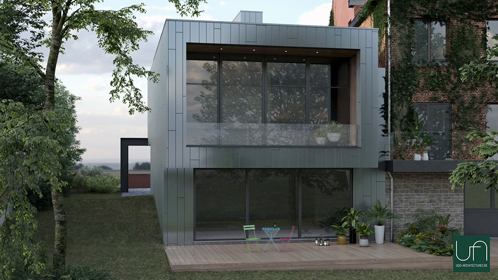 Ugo Architectures | Extension bardage en zinc façade arrière